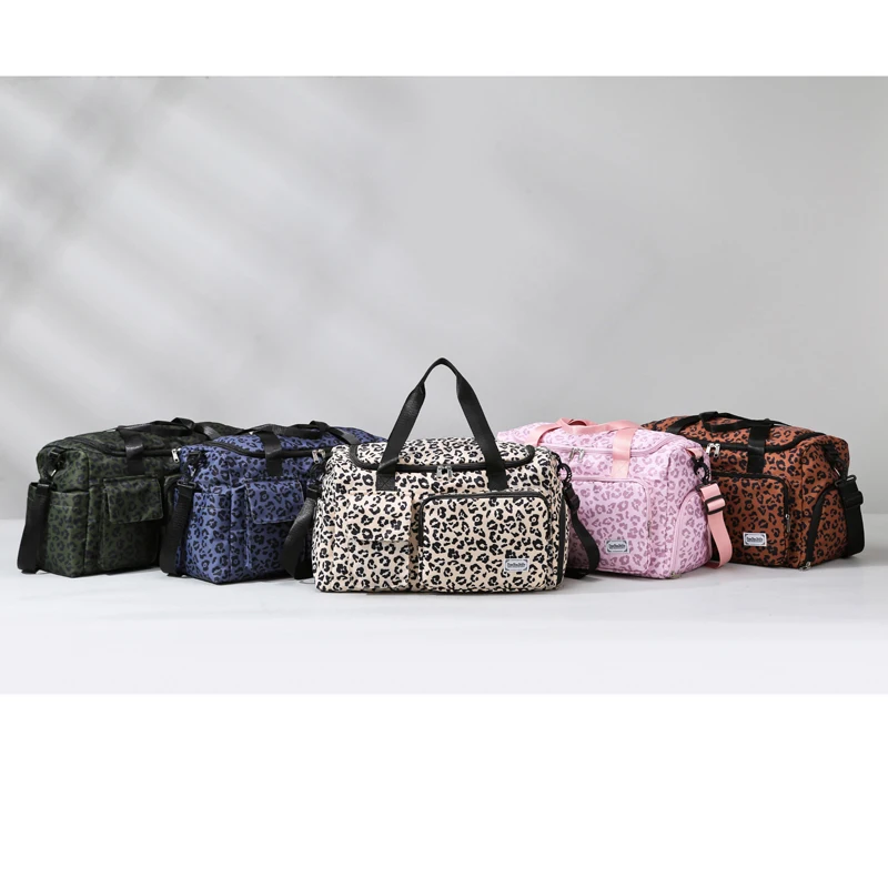 Classic Leopard Print Large Capacity Leisure Luggage Bag With Multiple Pockets And Shoe Compartment Sports Fitness Travel Bag