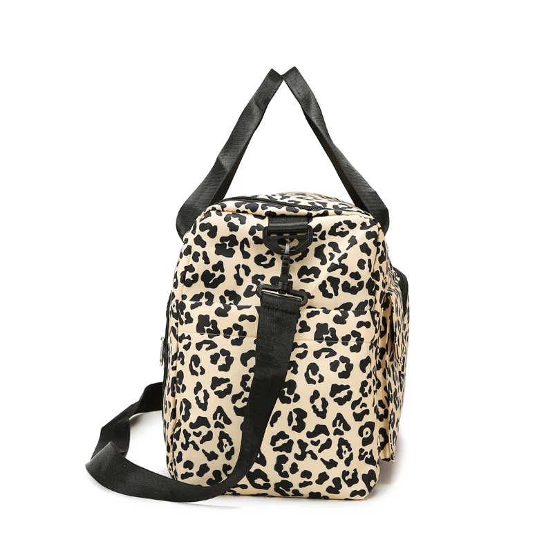 Classic Leopard Print Large Capacity Leisure Luggage Bag With Multiple Pockets And Shoe Compartment Sports Fitness Travel Bag