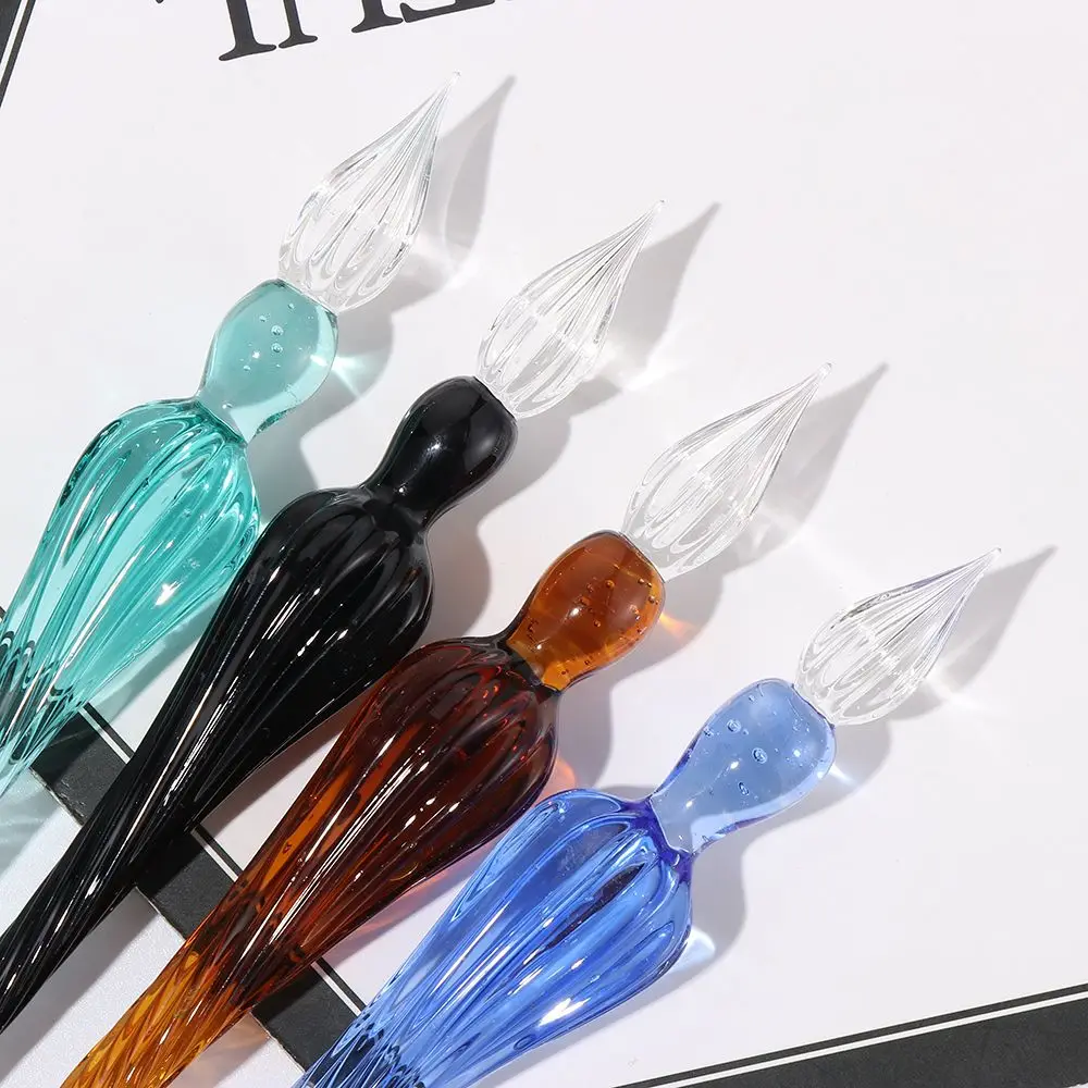 1PC Handmade Calligraphy Signature Writing Fountain Pen Painting Supplies Filling Ink Glass Dip Pen