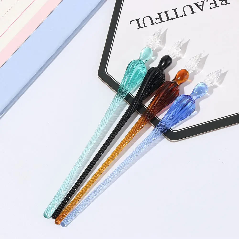 1PC Handmade Calligraphy Signature Writing Fountain Pen Painting Supplies Filling Ink Glass Dip Pen