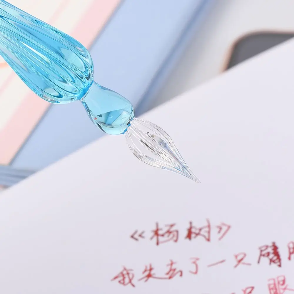 1PC Handmade Calligraphy Signature Writing Fountain Pen Painting Supplies Filling Ink Glass Dip Pen