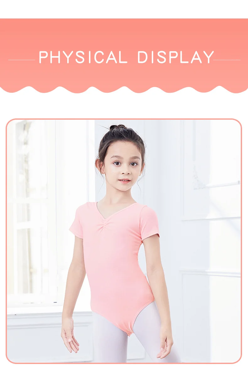 Girls Ballet Leotards Bowknot Dance Leotard Cotton Short Sleeves Mesh Splice Gymnastic Dance Bodysuit Kids Dancewear Costumes