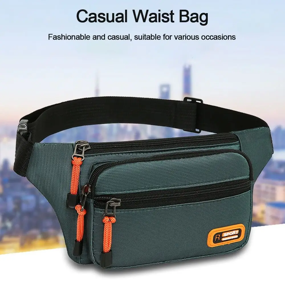 Nylon Men Waist Bag Chest Bag Large-capacity Waterproof Sport Mobile Phone Bag Outdoor Travel Anti-theft Business Cashier Wallet