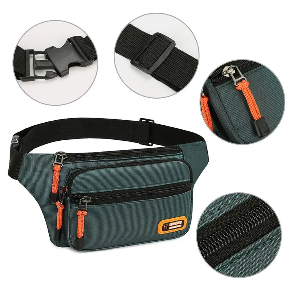 Nylon Men Waist Bag Chest Bag Large-capacity Waterproof Sport Mobile Phone Bag Outdoor Travel Anti-theft Business Cashier Wallet