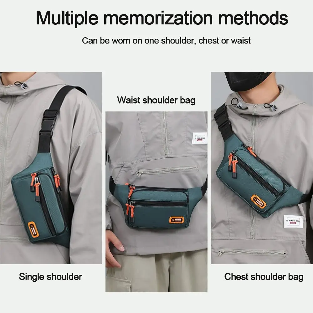Nylon Men Waist Bag Chest Bag Large-capacity Waterproof Sport Mobile Phone Bag Outdoor Travel Anti-theft Business Cashier Wallet