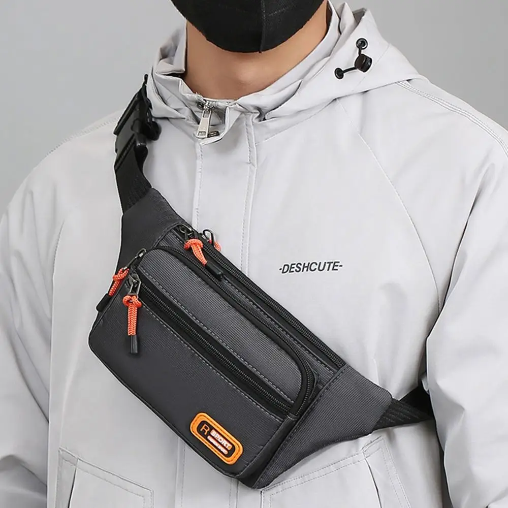 Nylon Men Waist Bag Chest Bag Large-capacity Waterproof Sport Mobile Phone Bag Outdoor Travel Anti-theft Business Cashier Wallet