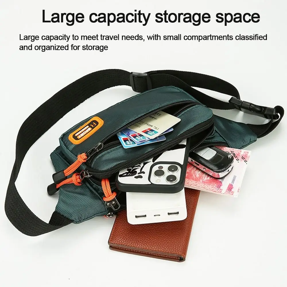Nylon Men Waist Bag Chest Bag Large-capacity Waterproof Sport Mobile Phone Bag Outdoor Travel Anti-theft Business Cashier Wallet