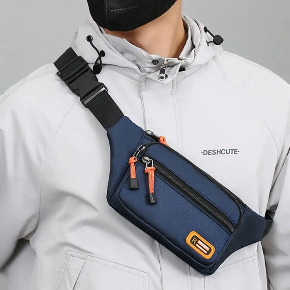 Nylon Men Waist Bag Chest Bag Large-capacity Waterproof Sport Mobile Phone Bag Outdoor Travel Anti-theft Business Cashier Wallet