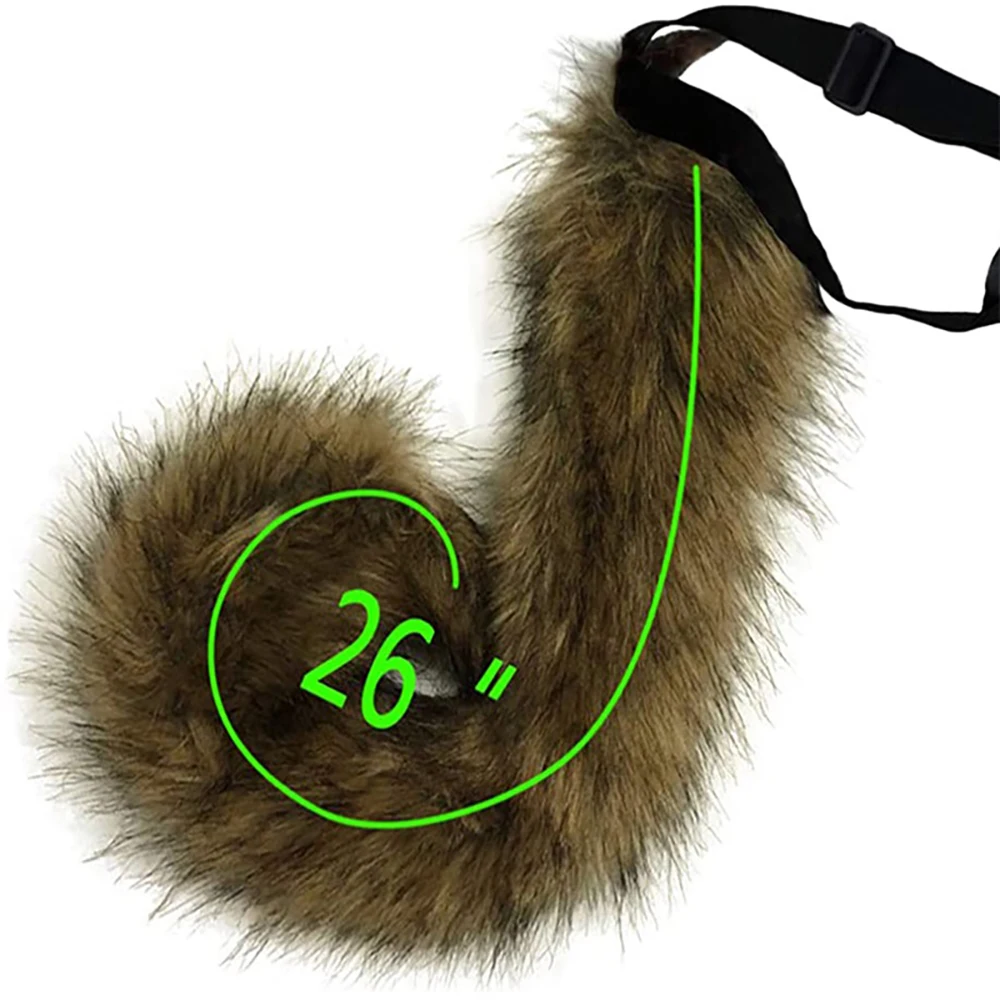 Adults 26 Inch Wolf Tail Soft Long Fur Cat Fox Costume Tail for Halloween Fancy Party Costume