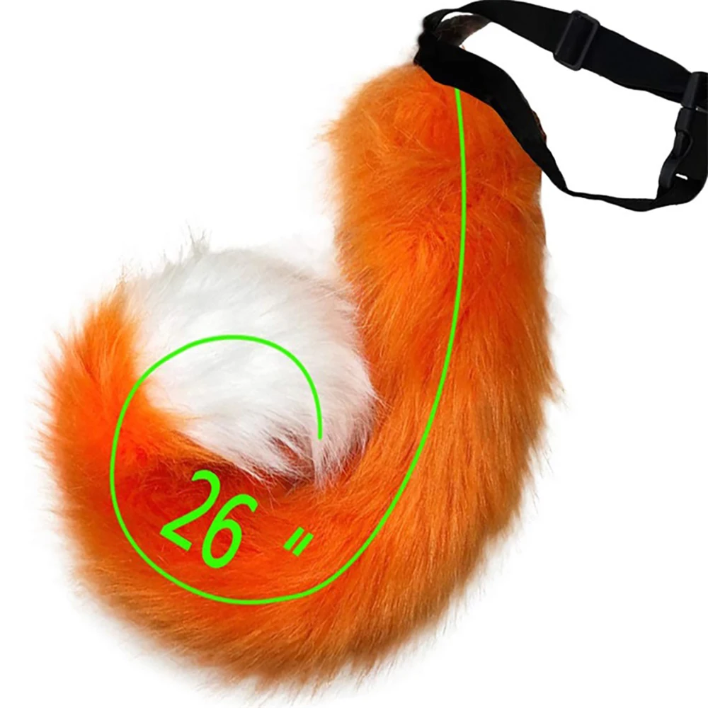 Adults 26 Inch Wolf Tail Soft Long Fur Cat Fox Costume Tail for Halloween Fancy Party Costume