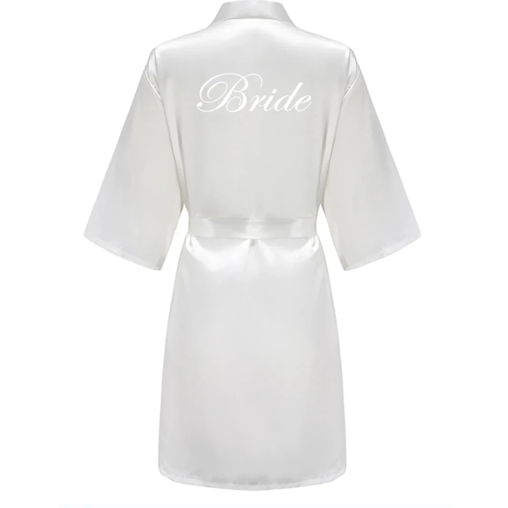 Wedding Party Team Bride Robe With White Letters Kimono Satin Pajamas Bridesmaid Bathrobe YE6522