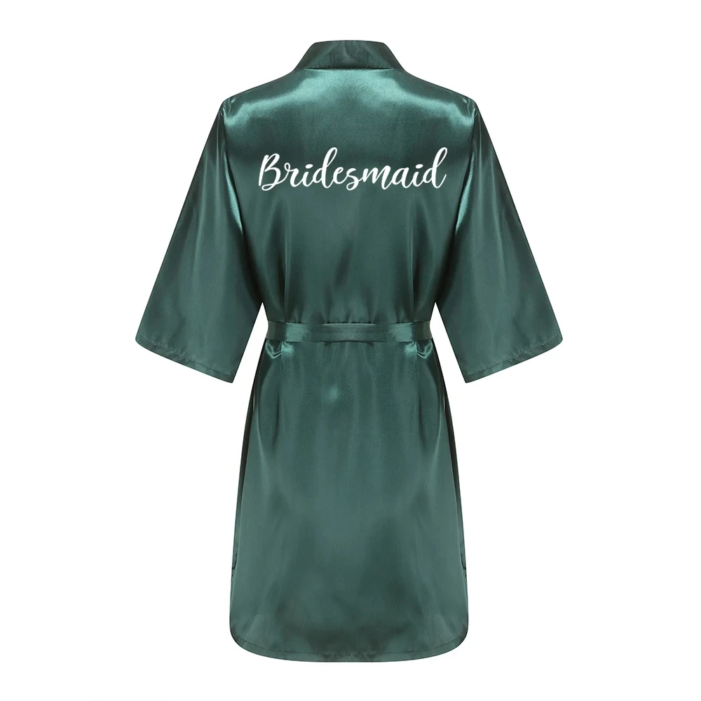 Wedding Party Team Bride Robe With White Letters Kimono Satin Pajamas Bridesmaid Bathrobe YE6522