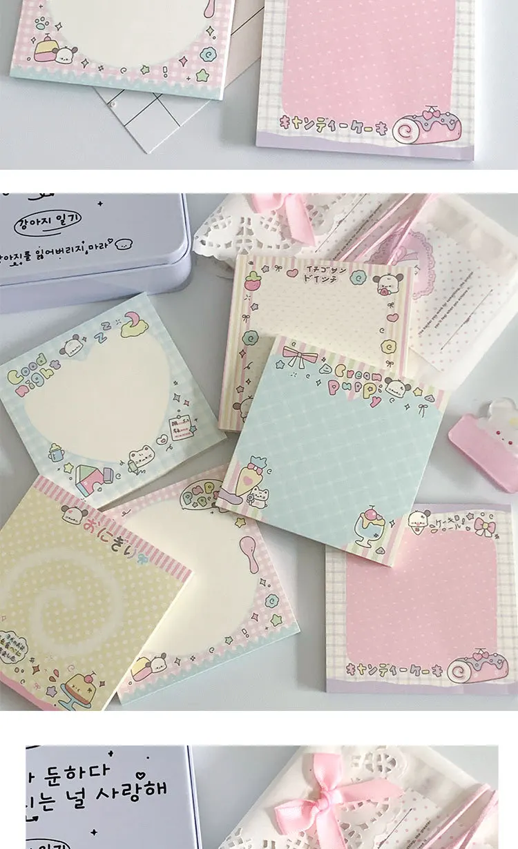 MINKYS 50 Sheets Kawaii Puppy Square Memo Pads Paper To Do List Journal Note Paperlaria DIY Material Stationery