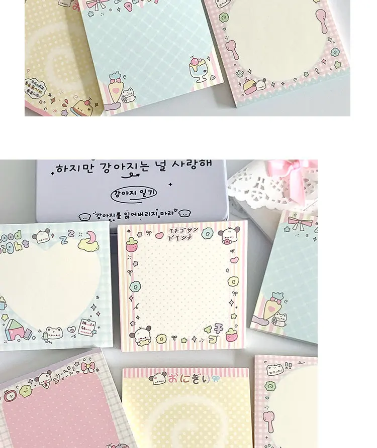 MINKYS 50 Sheets Kawaii Puppy Square Memo Pads Paper To Do List Journal Note Paperlaria DIY Material Stationery