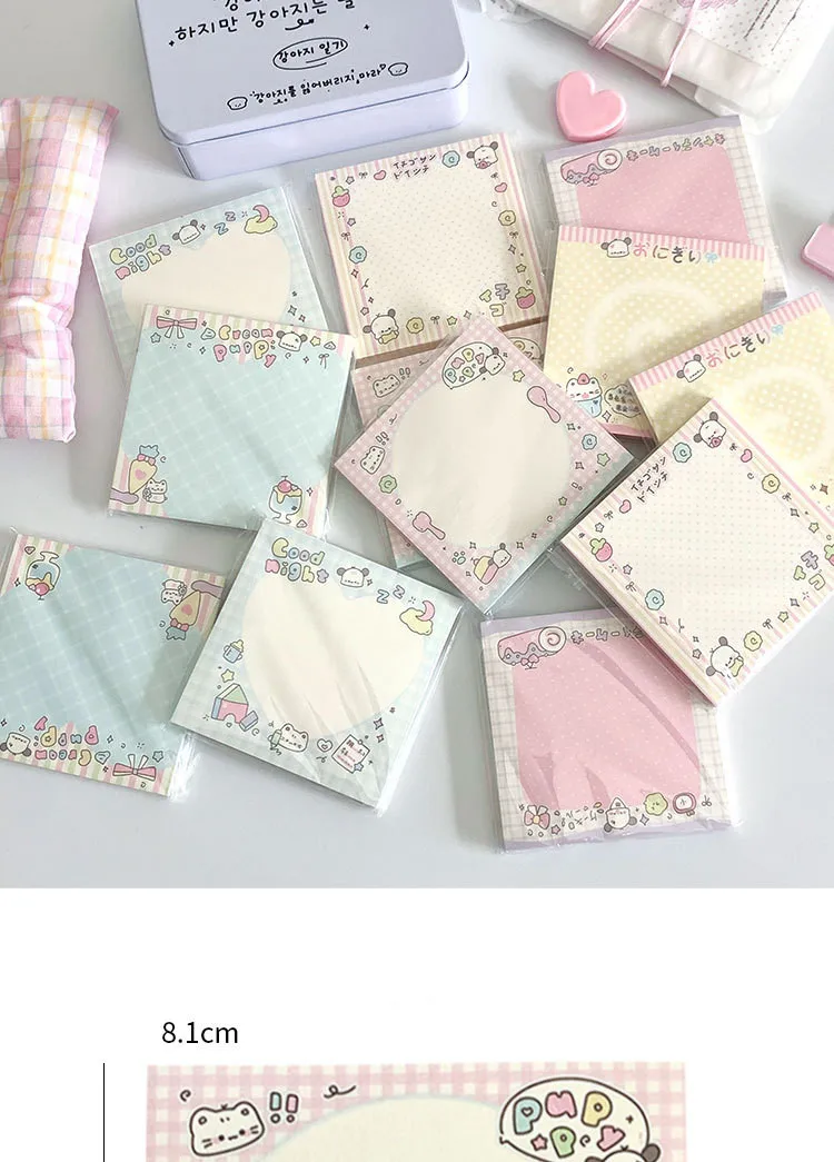 MINKYS 50 Sheets Kawaii Puppy Square Memo Pads Paper To Do List Journal Note Paperlaria DIY Material Stationery