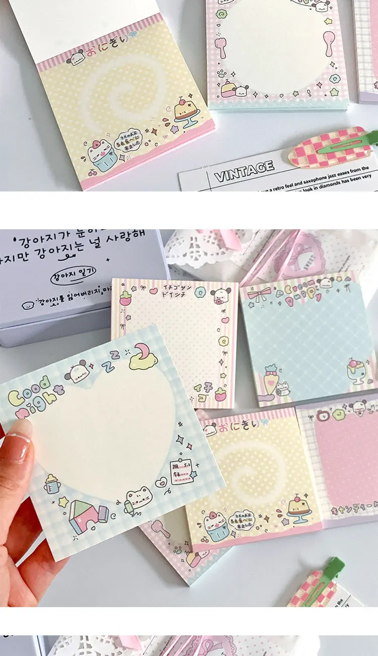 MINKYS 50 Sheets Kawaii Puppy Square Memo Pads Paper To Do List Journal Note Paperlaria DIY Material Stationery