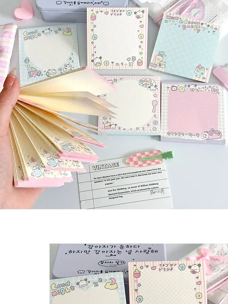 MINKYS 50 Sheets Kawaii Puppy Square Memo Pads Paper To Do List Journal Note Paperlaria DIY Material Stationery
