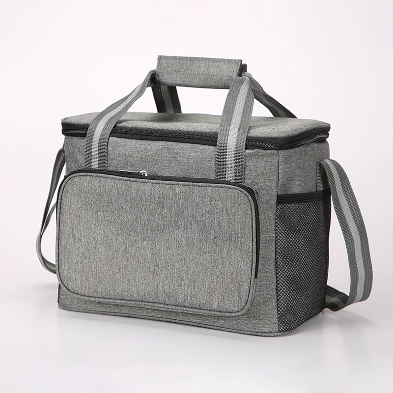15L Portable Large Insulated Lunch Bag Black Waterproof Leak-proof Thickened Handheld Shoulder Carry Outdoor Picnic Lunch Bag