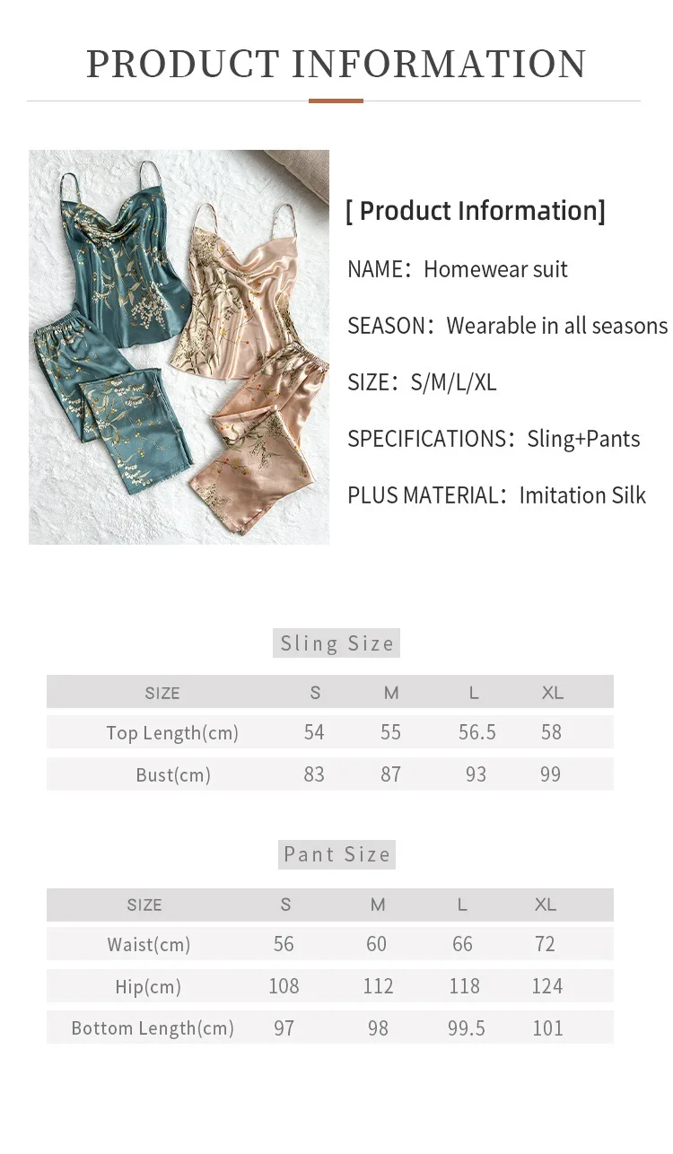2Pcs Summer Sexy New Fashion Women's Pajamas Top Women Printed Backless Slip Dress Imitation Silk Loungewear Simple Sleepwear