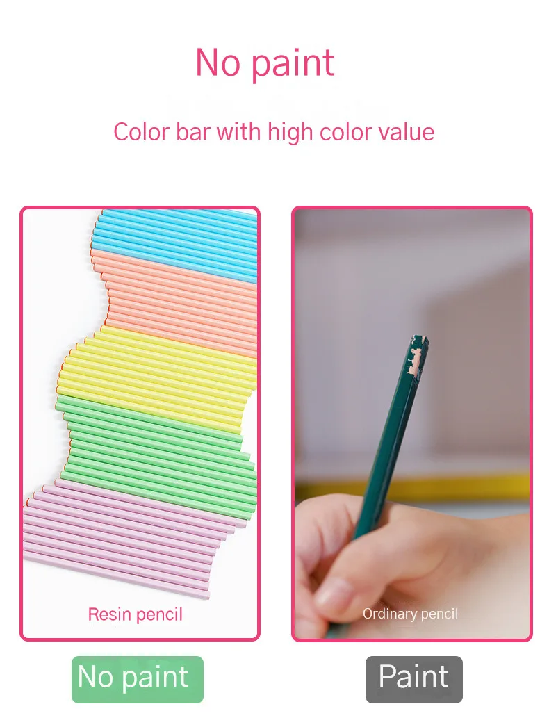 20Pcs/Lot Cute Love Pencil HB Resin Heart Shaped Macaron Color Pen Holder Writing Pen Drawing Pencil Sketch Kids School Supplies