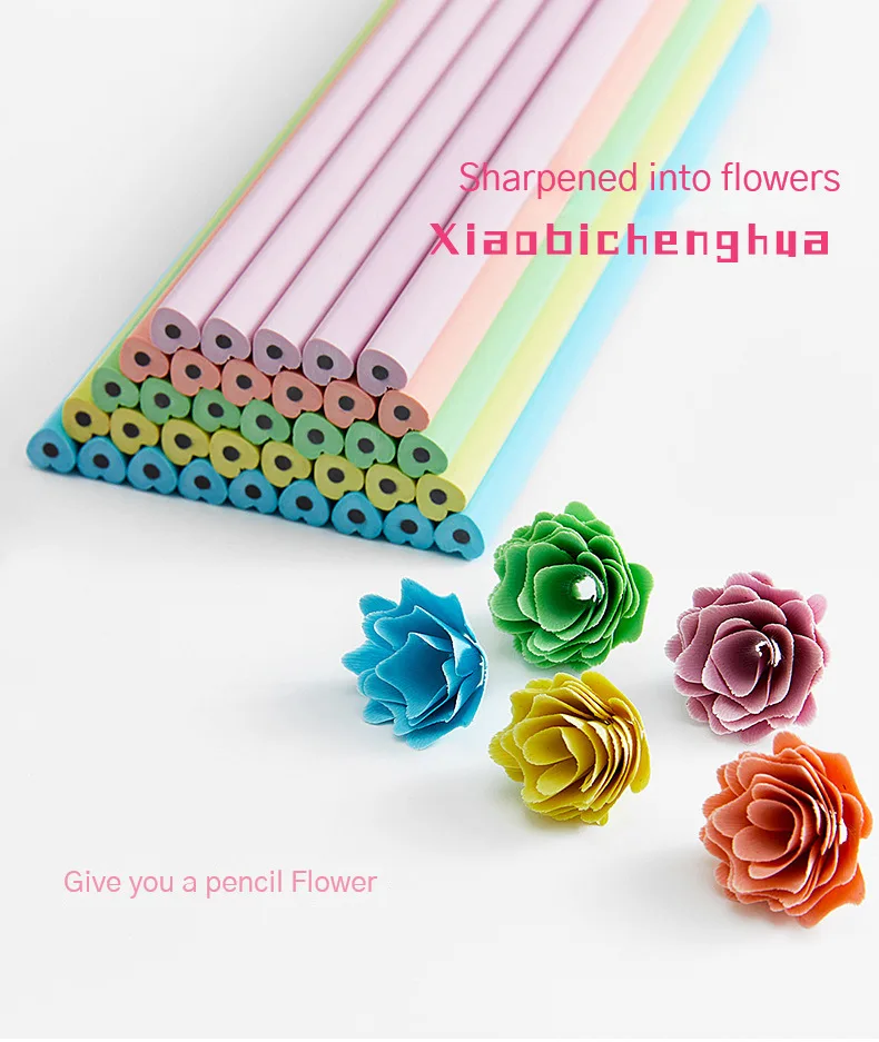 20Pcs/Lot Cute Love Pencil HB Resin Heart Shaped Macaron Color Pen Holder Writing Pen Drawing Pencil Sketch Kids School Supplies