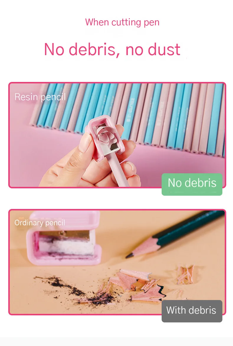 20Pcs/Lot Cute Love Pencil HB Resin Heart Shaped Macaron Color Pen Holder Writing Pen Drawing Pencil Sketch Kids School Supplies