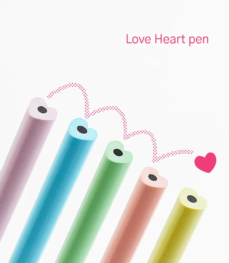 20Pcs/Lot Cute Love Pencil HB Resin Heart Shaped Macaron Color Pen Holder Writing Pen Drawing Pencil Sketch Kids School Supplies