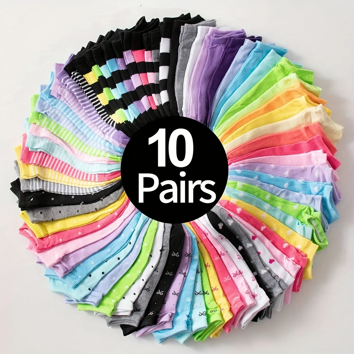 10/15 Pcs of Fashionable Classic and High-Quality Summer Candy Colored Women's Socks Comfortable Soft and Casual Short Socks