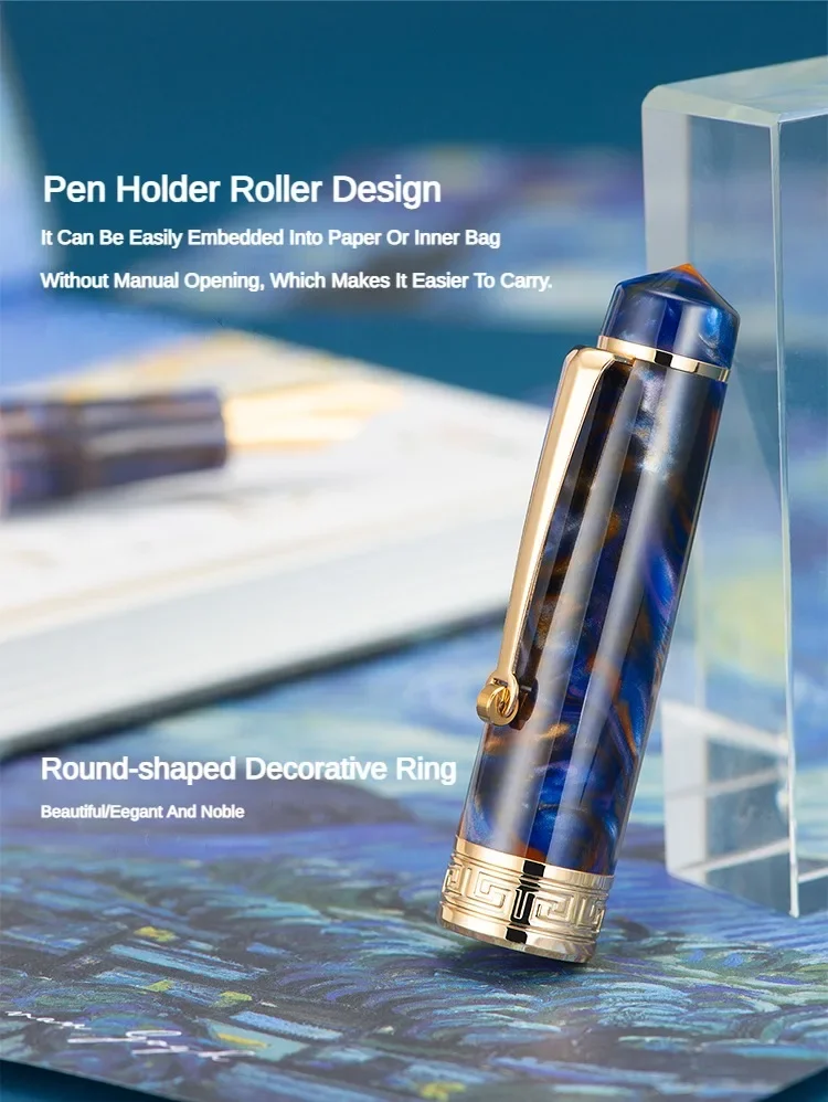 Asvine P20 Piston Filling Fountain Pen Luxury Elegant Acrylic Golden Clip EF/F/M Nib Office School Writing Supplies Stationery