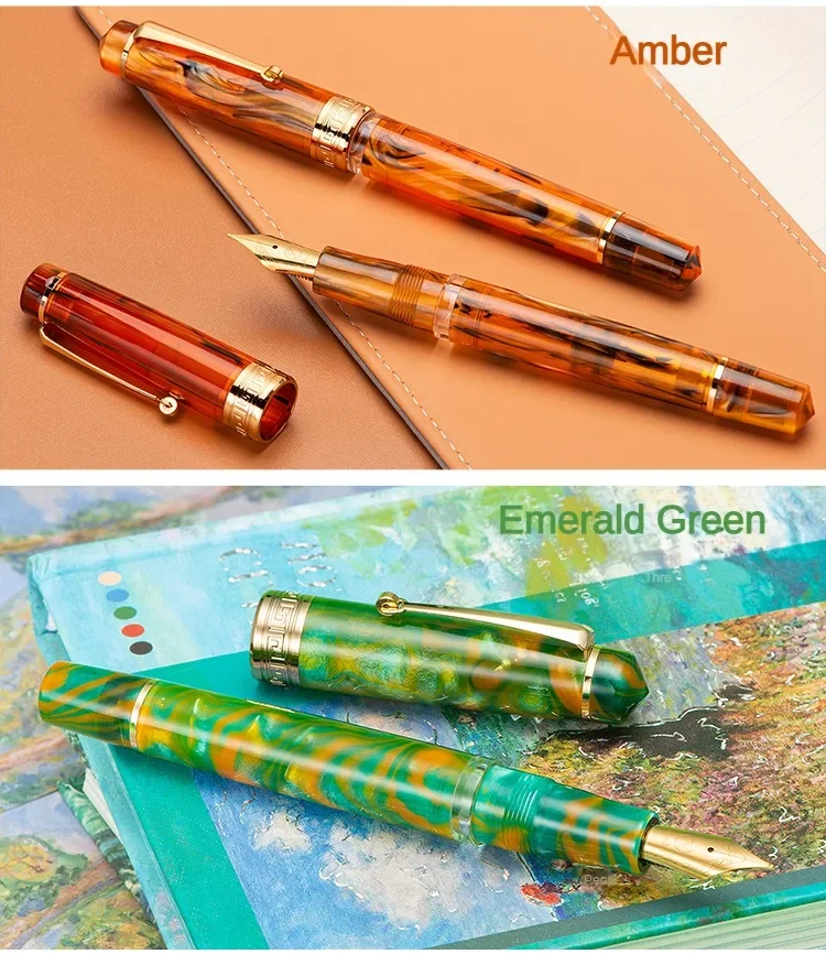 Asvine P20 Piston Filling Fountain Pen Luxury Elegant Acrylic Golden Clip EF/F/M Nib Office School Writing Supplies Stationery