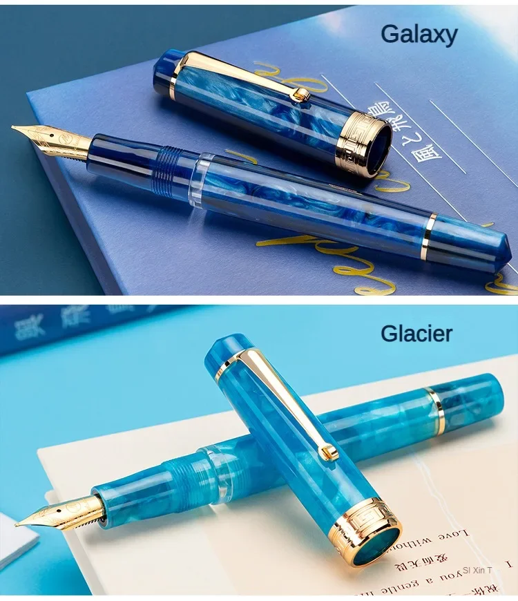 Asvine P20 Piston Filling Fountain Pen Luxury Elegant Acrylic Golden Clip EF/F/M Nib Office School Writing Supplies Stationery