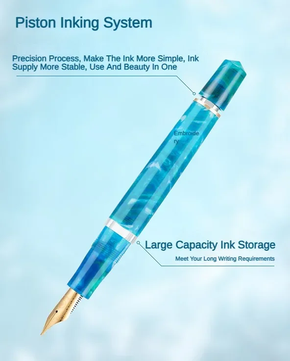 Asvine P20 Piston Filling Fountain Pen Luxury Elegant Acrylic Golden Clip EF/F/M Nib Office School Writing Supplies Stationery