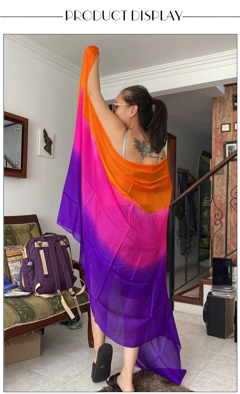 Belly Dance Silk Veil 100% Real Silk Belly Dance Accessory Hand Scarf Shawls Belly Dancer Performance Practice Clothes Prop