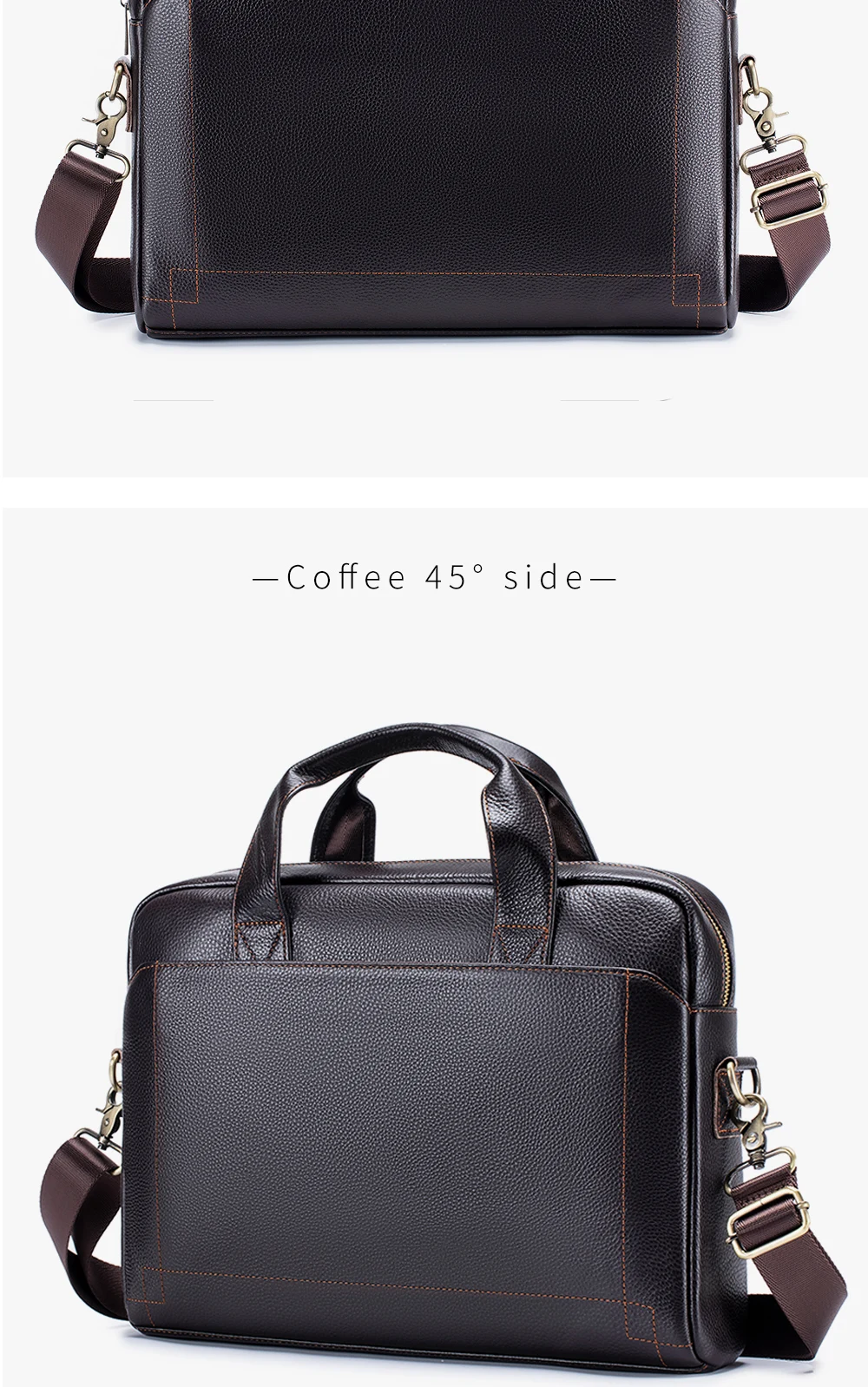 Men's Leather Handbag, Top Layer Cowhide Briefcase, Leather Laptop Bag, Diagonal Cross Office Bag