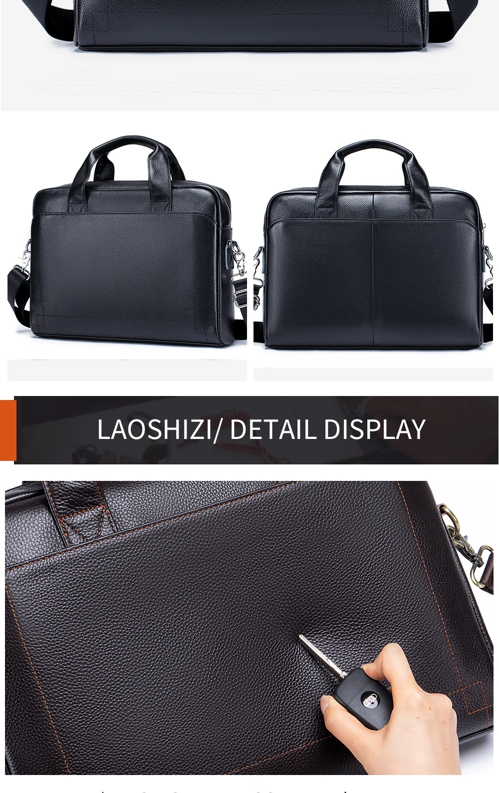 Men's Leather Handbag, Top Layer Cowhide Briefcase, Leather Laptop Bag, Diagonal Cross Office Bag