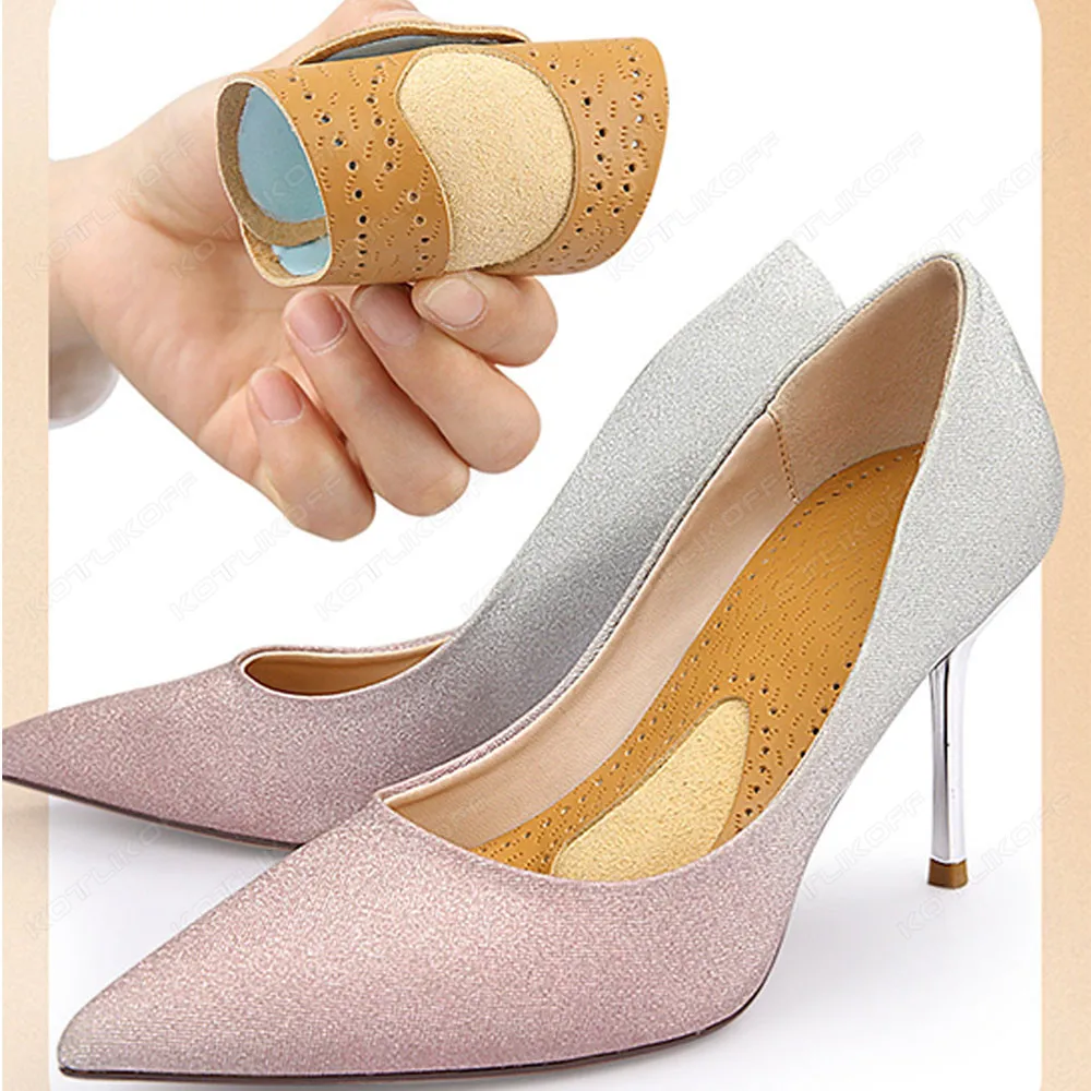 Women Self-Adhesive Latex PU Sandals Insoles Antislip Sweat-absorbent High-heeled Shoes Comfortable Arch Support Insole Cushions