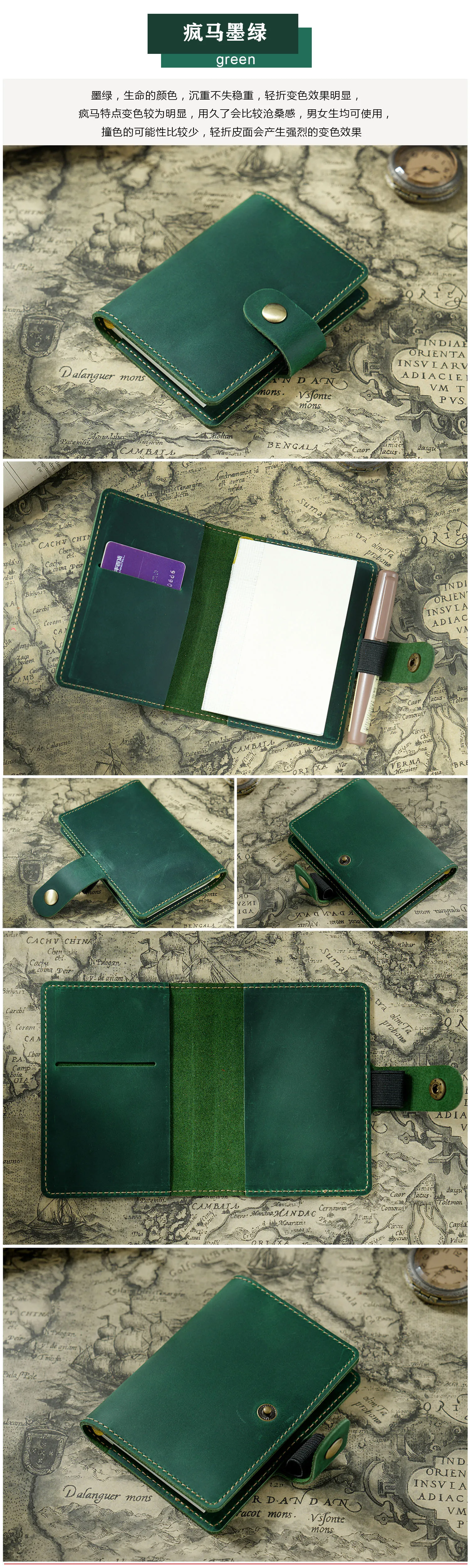 Genuine Leather Notebook Planner Book Cover Pocket Size Diary Retro Cowhide Journal Drawing Sketchbook Portable Mini Daily