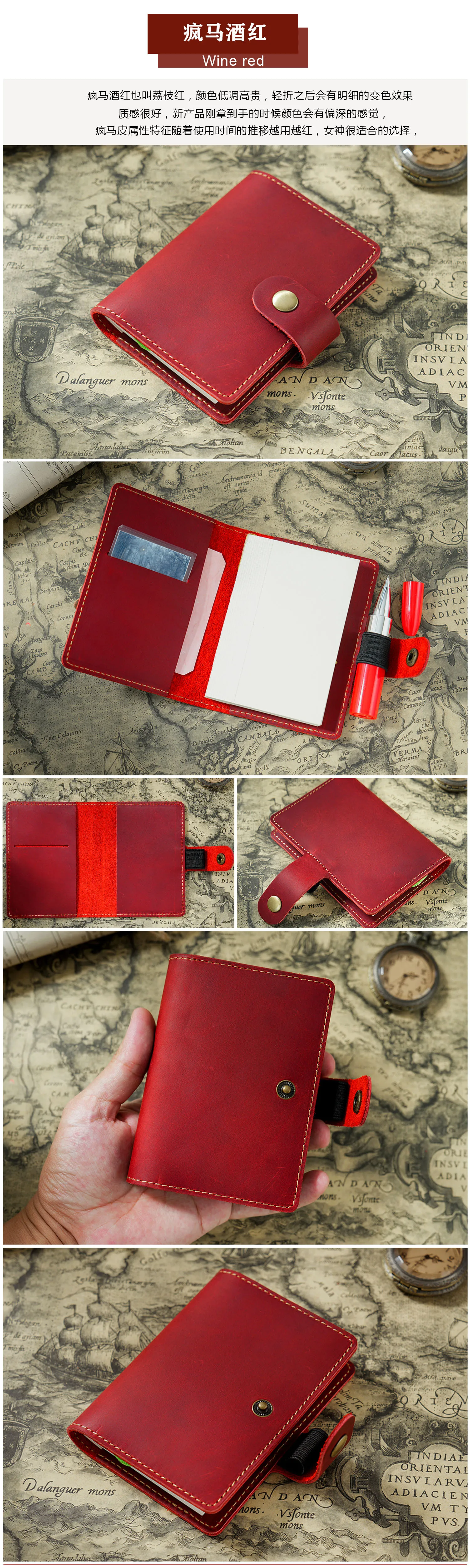 Genuine Leather Notebook Planner Book Cover Pocket Size Diary Retro Cowhide Journal Drawing Sketchbook Portable Mini Daily