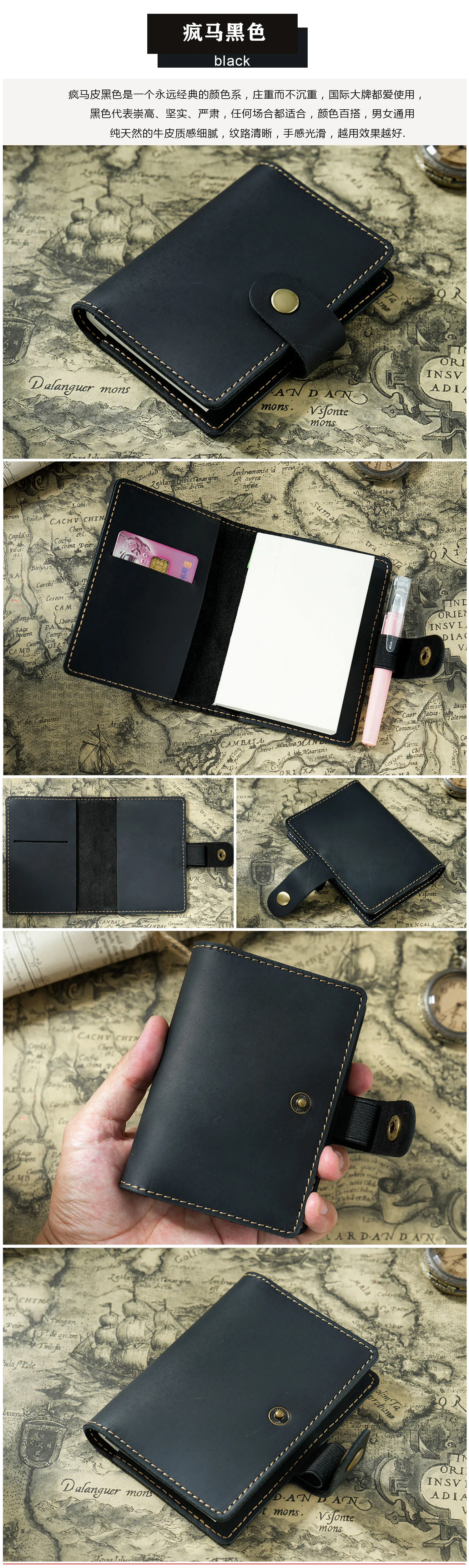 Genuine Leather Notebook Planner Book Cover Pocket Size Diary Retro Cowhide Journal Drawing Sketchbook Portable Mini Daily