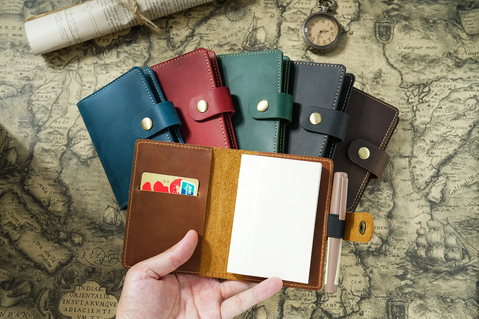 Genuine Leather Notebook Planner Book Cover Pocket Size Diary Retro Cowhide Journal Drawing Sketchbook Portable Mini Daily