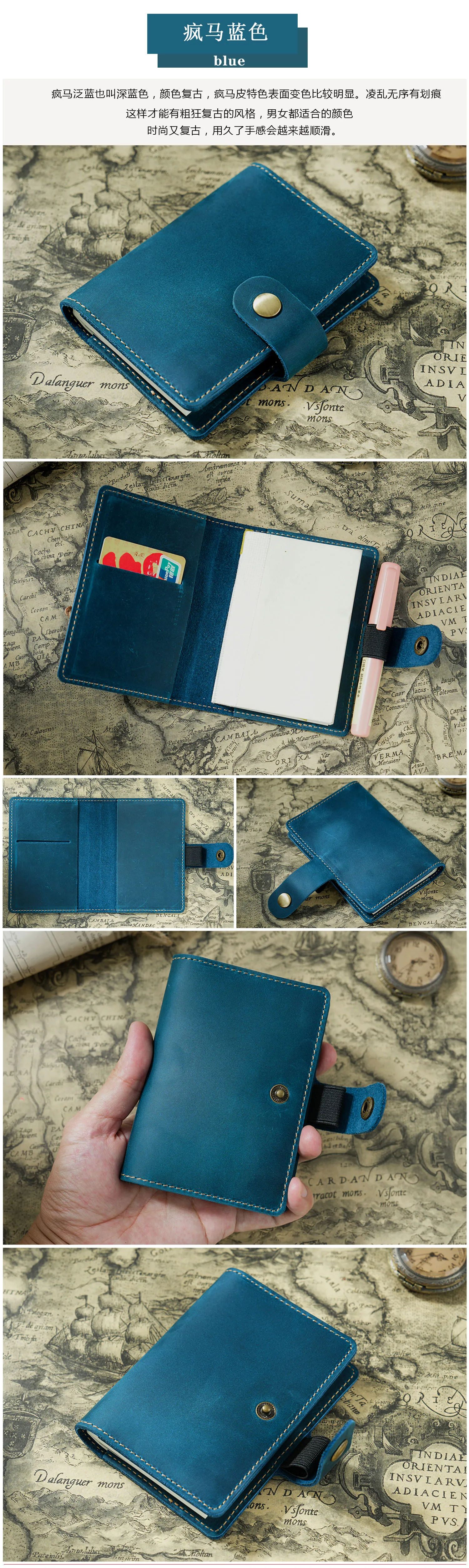 Genuine Leather Notebook Planner Book Cover Pocket Size Diary Retro Cowhide Journal Drawing Sketchbook Portable Mini Daily