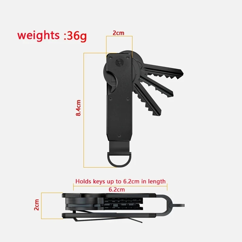 Key Organizer Compact Holder Metal Key Chain Minimalist key case holder for keychain Secures 1-5 Keys