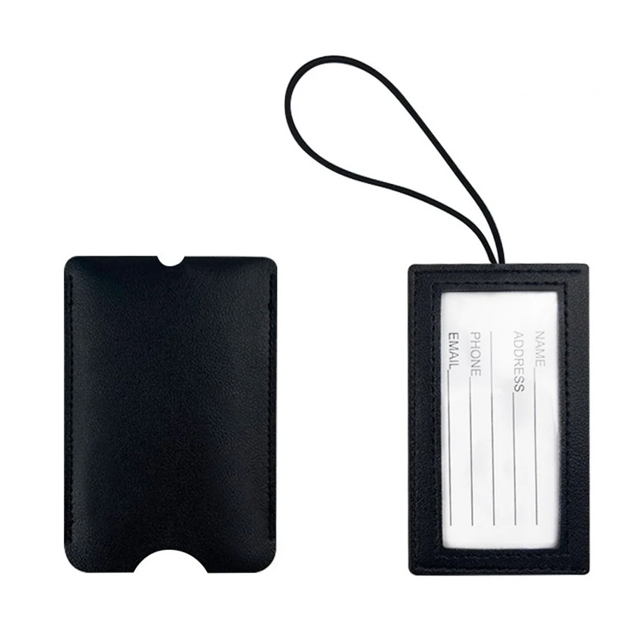 4PCS/Set PU Leather Luggage Tags Suitcase Name Tags Travel Accessories Baggage Tag Boarding Tag Name ID Labels