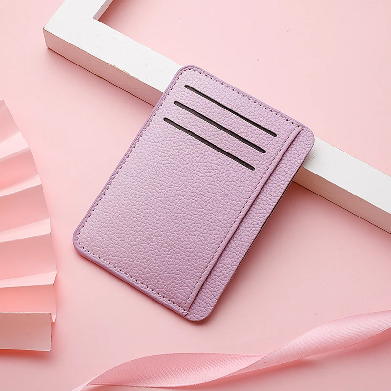 1Pc New Ultra-thin Soft Wallet PU Leather Mini Credit Card Wallet Candy Color Bank Credit Card Box Female Male Business Card Set
