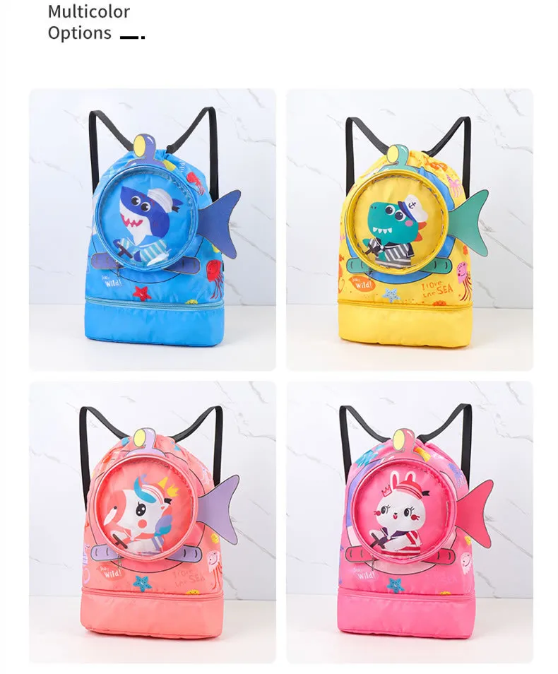 Children Swim Bag Dry Wet Separation Waterproof Storage Bag for Boys Girls Sport Fashion Portable Cute Cartoon Kids Backpack