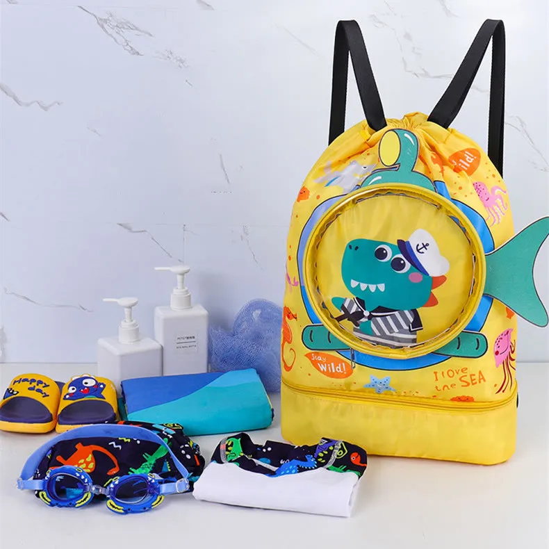 Children Swim Bag Dry Wet Separation Waterproof Storage Bag for Boys Girls Sport Fashion Portable Cute Cartoon Kids Backpack