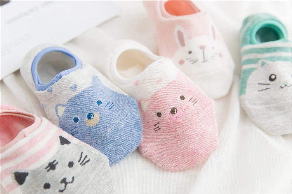 5 Pairs/Lot Cartoon Cat Fox Bear Socks Cute Animal Women Summer Funny Short Ankle Sokken Dropship