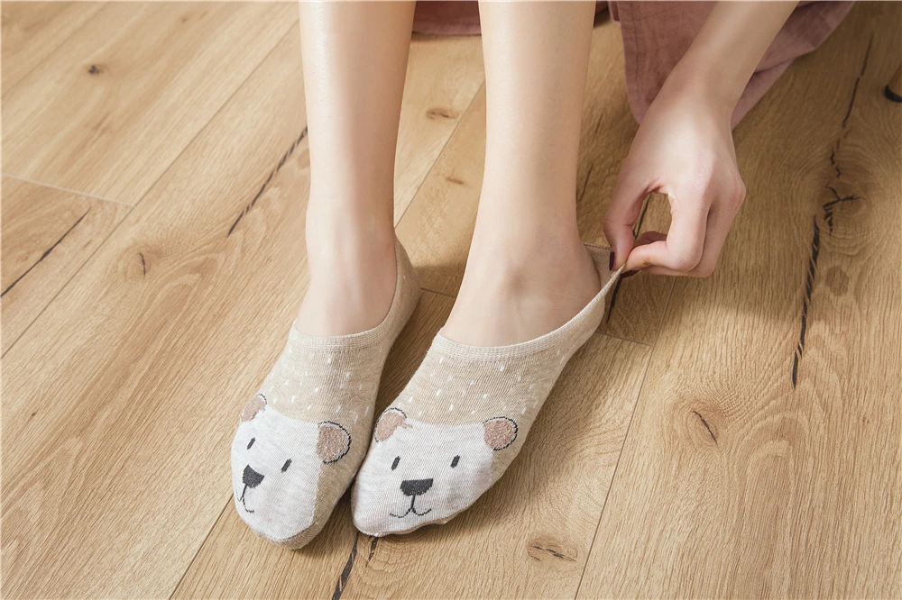 5 Pairs/Lot Cartoon Cat Fox Bear Socks Cute Animal Women Summer Funny Short Ankle Sokken Dropship