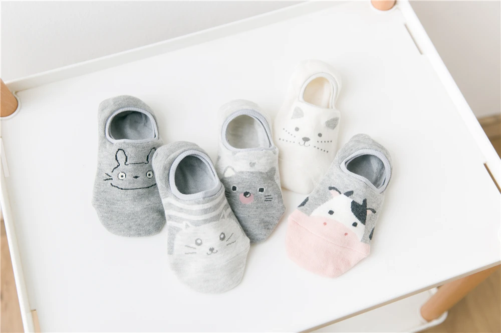 5 Pairs/Lot Cartoon Cat Fox Bear Socks Cute Animal Women Summer Funny Short Ankle Sokken Dropship