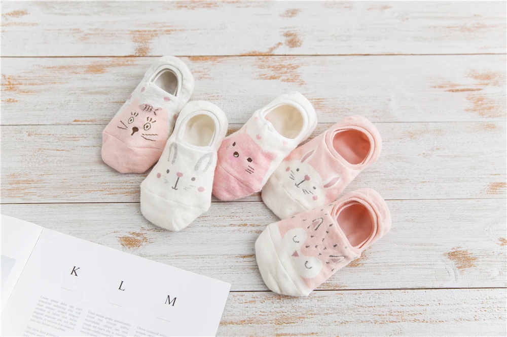 5 Pairs/Lot Cartoon Cat Fox Bear Socks Cute Animal Women Summer Funny Short Ankle Sokken Dropship